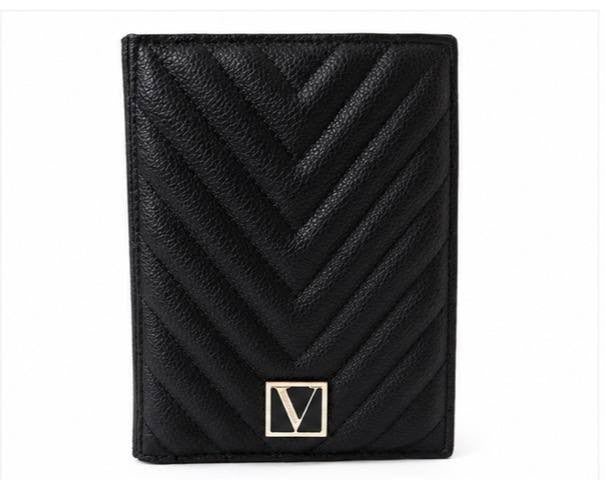 Victoria’s Secret Black Quilted Passport Holder Travel Wallet Case NWT