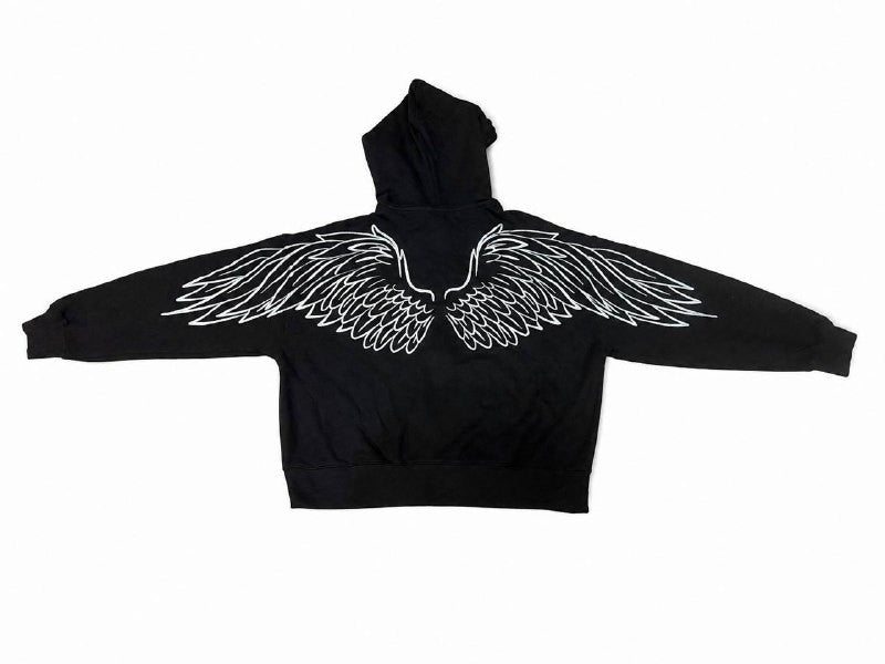 VS PINK Oversized Full Zip Hoodie Black Wing Graphic Back Women’s NWT
