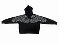 VS PINK Oversized Full Zip Hoodie Black Wing Graphic Back Women’s NWT
