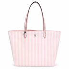 Victoria’s Secret Pink Striped Tote Bag Large Zip Closure Travel Shoulder Bag