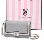 Victoria’s Secret Silver Glitter Crossbody Bag Chain Strap NWT