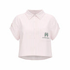 Victoria’s Secret Beachwear Heritage Stripe Linen Boxy Crop Top Pink M NWT