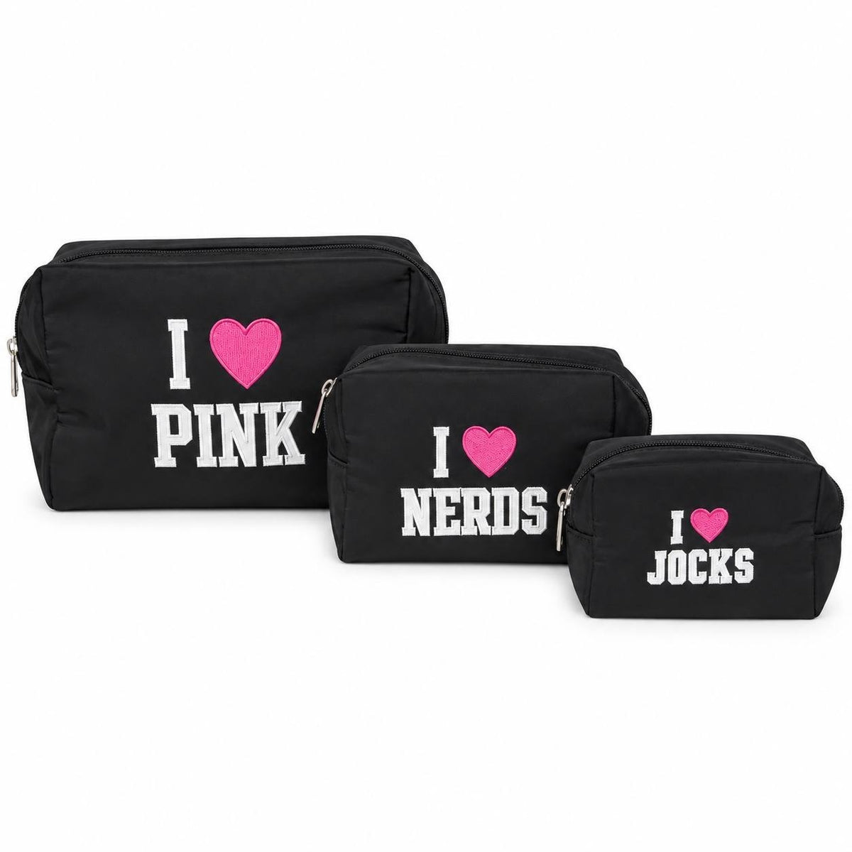 VS PINK 3pc Makeup Bag Set Black