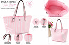 Victoria’s Secret Pink Striped Tote Bag Large Zip Closure Travel Shoulder Bag
