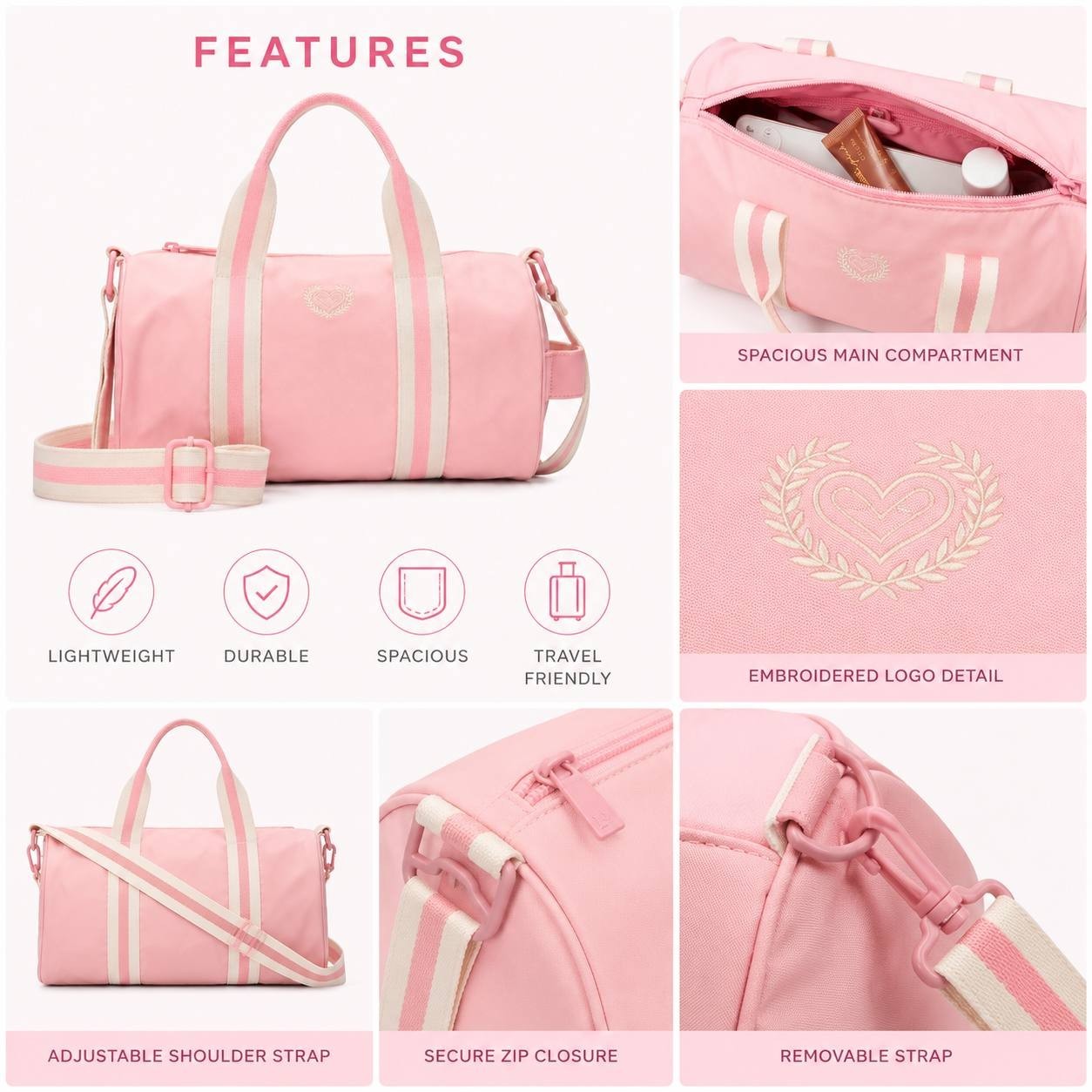 PINK Mini Duffel Bag Pink Crossbody Travel Gym Shoulder Bag NWT