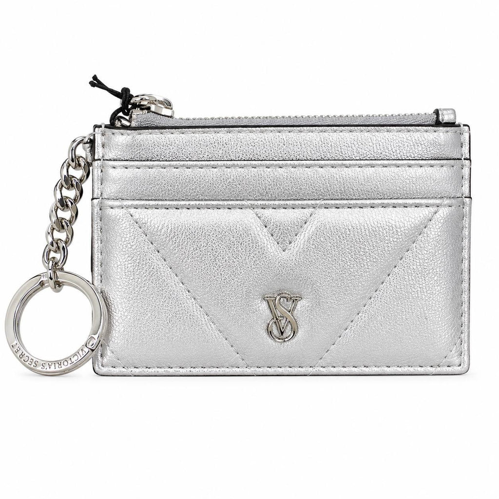 Victoria’s Secret Silver Card Holder Zip Wallet Keychain
