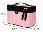 Victoria’s Secret Pink Stripe Cosmetic Bag Travel Makeup Case Large NWT