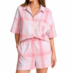 Victoria’s Secret Modal Cotton Short Pajama Set Pink Plaid 2 Piece Sleepwear NWT