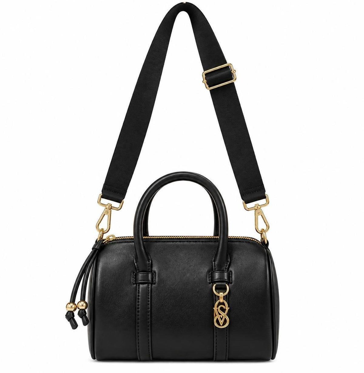 Victoria’s Secret Black Satchel Handbag Gold Hardware Crossbody Strap