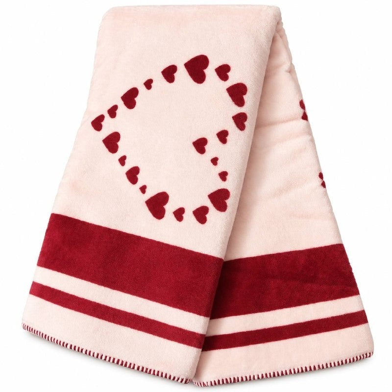 Victoria’s Secret Cozy Fleece Blanket Pink Hearts 59.8x50