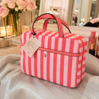 Victoria’s Secret Pink Stripe Travel Beauty Bag Hanging Cosmetic Organizer New
