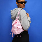 Victoria’s Secret Pink Striped Mini Backpack Drawstring Travel Casual Bag NWT
