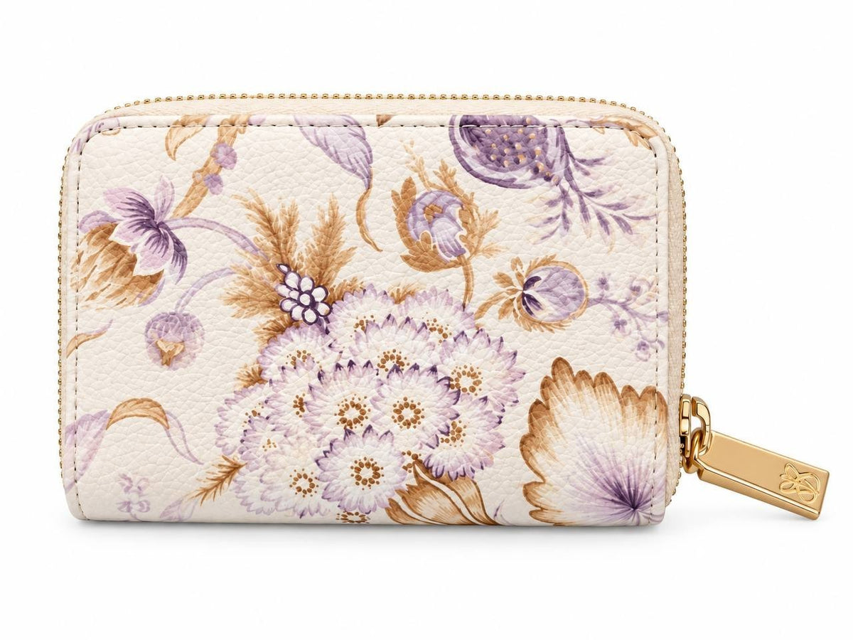 Victoria’s Secret Floral Zip Around Wallet Pink Lavender Gold Tone