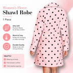 Victoria’s Secret Pink Black Polka Dot Plush Fleece Shawl Robe Women’s