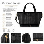 Victoria’s Secret Black Weekender Travel Tote Bag Expandable Carry-On NWT