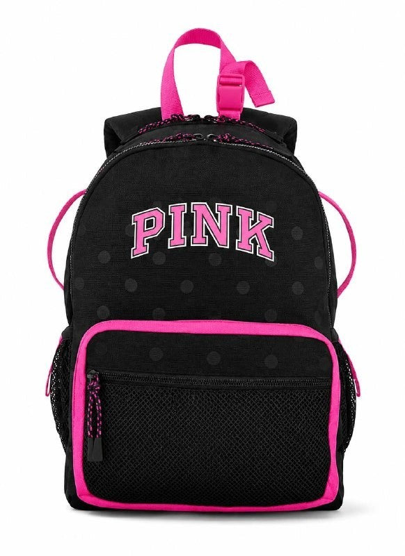 Victoria’s Secret PINK Black Hot Pink Backpack School Travel Bag