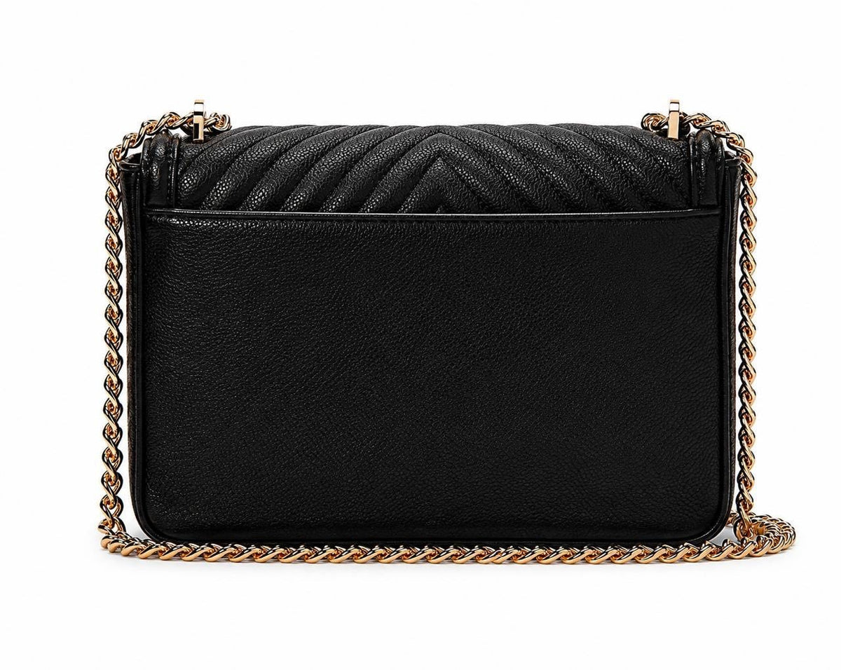 Victoria’s Secret Black Quilted Shoulder Bag Gold Chain VS Logo