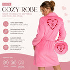 Victoria’s Secret Pink Plush Heart Robe Soft Fleece Belted Bathrobe NWT XS