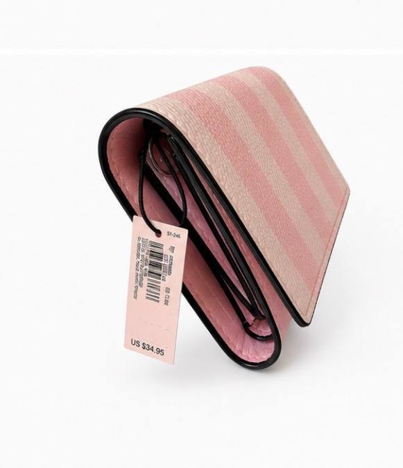 NWT Victoria’s Secret Pink Stripe Compact Wallet Card Holder Coin Pouch