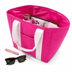Victoria’s Secret PINK Canvas Tote Bag Hot Pink Zip Top Large