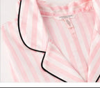 Victoria’s Secret Satin Pajama Set Pink White Stripe Dubai XS NWT