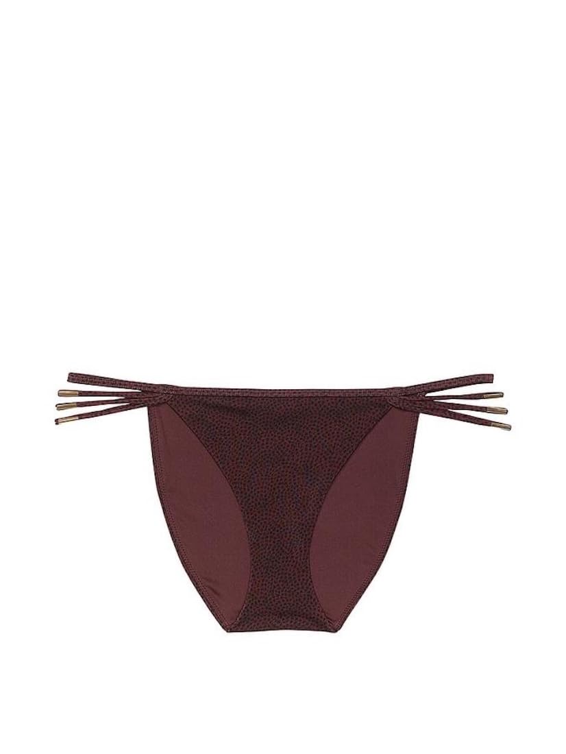 Victoria's Secret Archives Strappy String Bikini Bottom Swimwear Burgundy (US, Alpha, Large, Regular, Regular, Burgundy Dots)