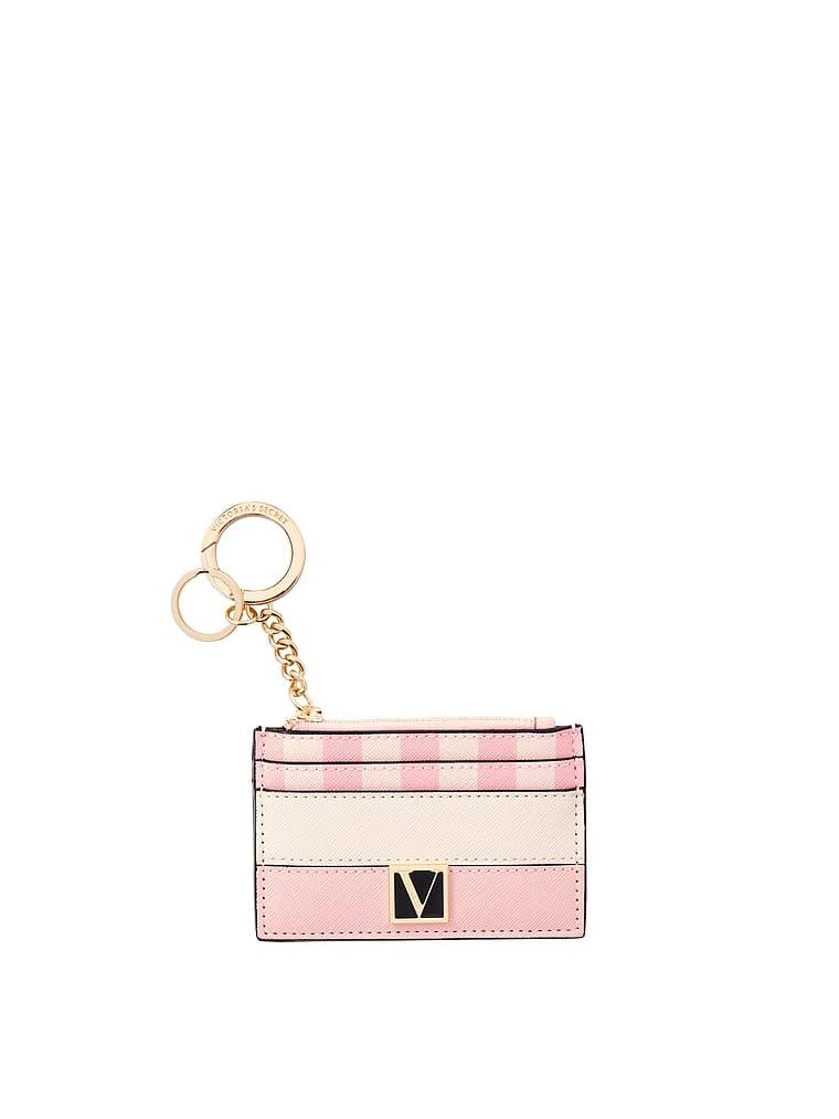 Victoria's Secret The Victoria Card Case Key Chain, Pink Iconic Stripe