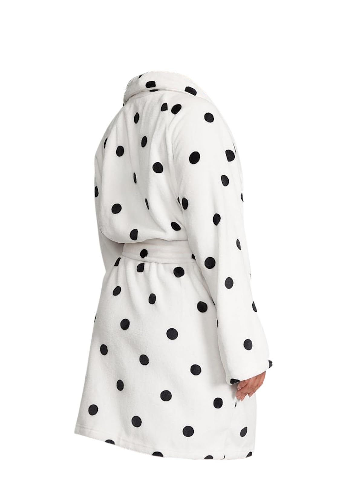 Victoria's Secret Short Cozy Robe Color White/Black Dots Size Med/Large New