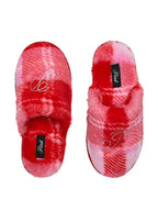 Victoria's Secret PINK Faux Fur Plaid Rhinestone Slide Slippers Pink New