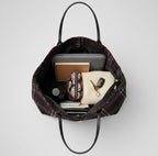 Victoria's Secret Plaid Tote Bag – Cozy Red & Black Winter Plaid with Gold VS Monogram – Top Zip, Interior Slip Pocket – One Size