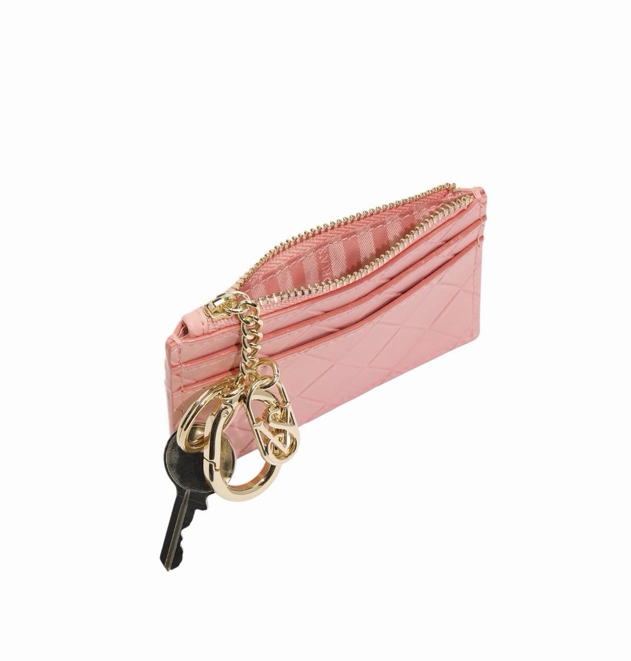 Victoria's Secret Classic Zipper Card Case Keychain Pink New