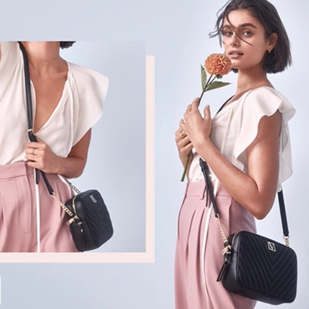 Victoria's Secret The Victoria Top Zip Crossbody Bag Black