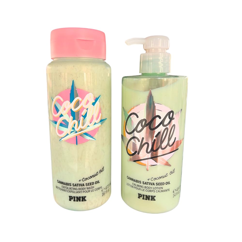 Victoria's Secret PINK COCO CHILL Body Care 2-piece Set - Exfoliating Body Wash & Calming Body Lotion