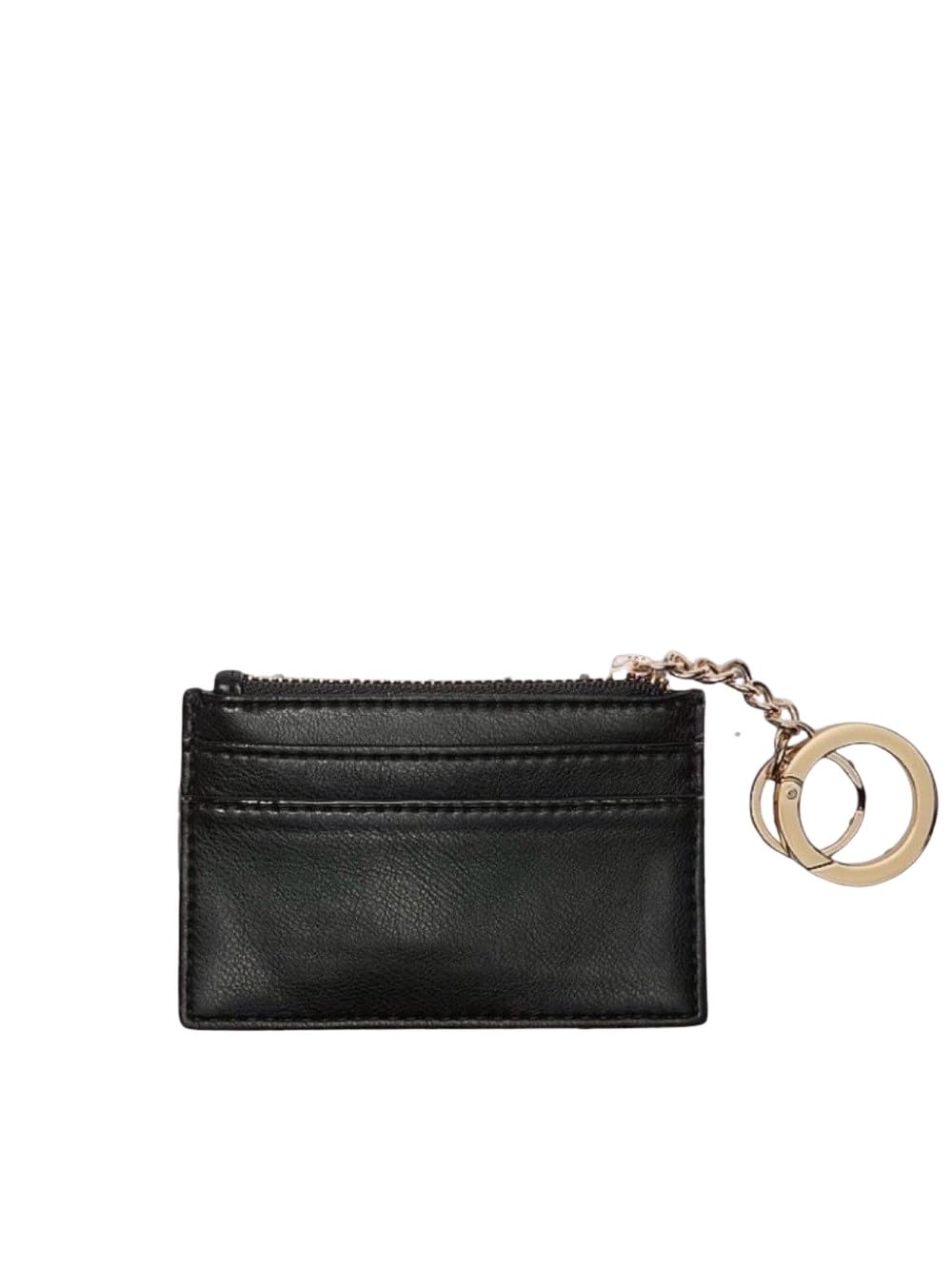 Victoria's Secret Card Holder Wallet Keychain Black Gold Tone New