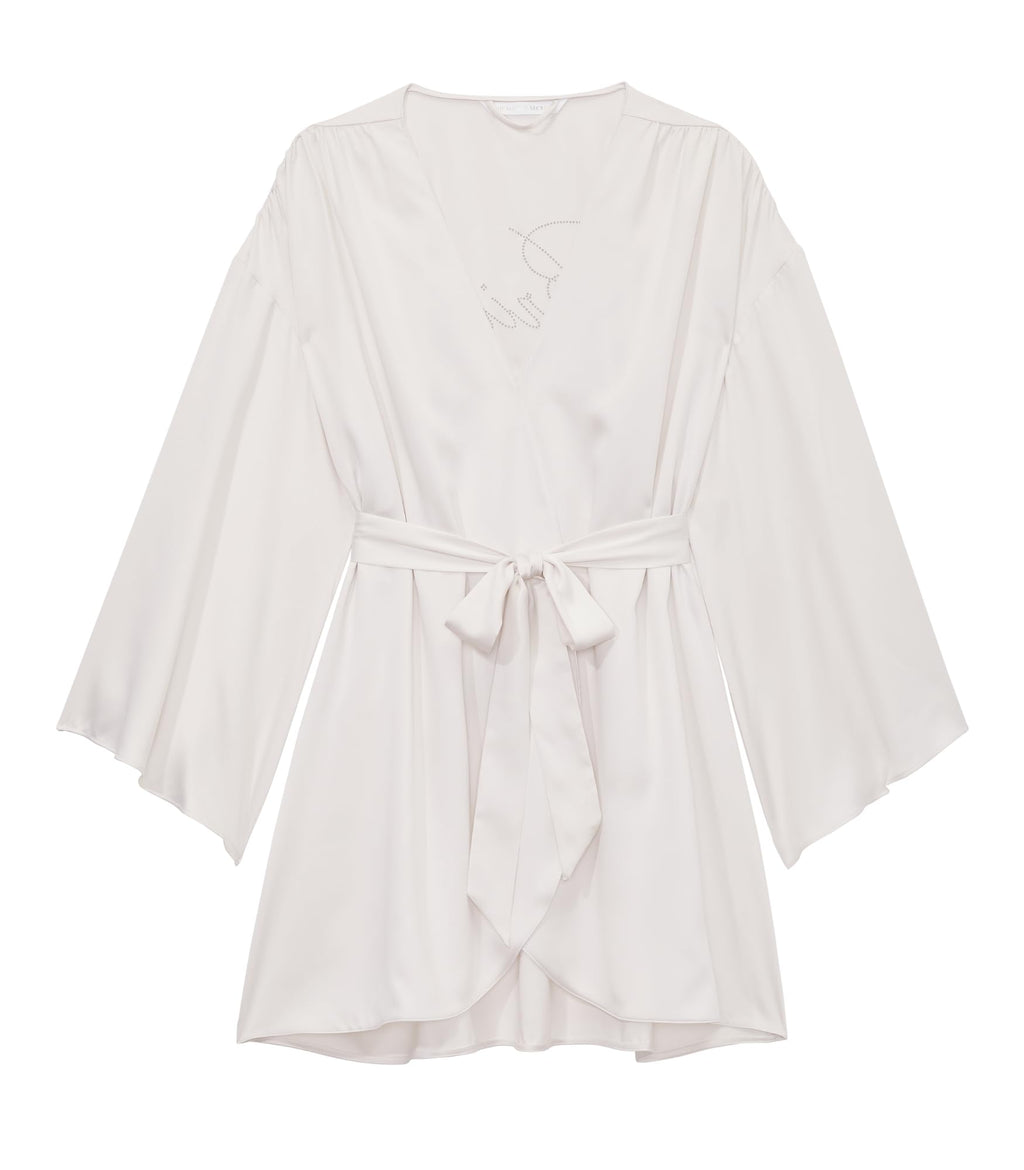 Victoria's Secret Satin Short Robe, White, XL/XXL