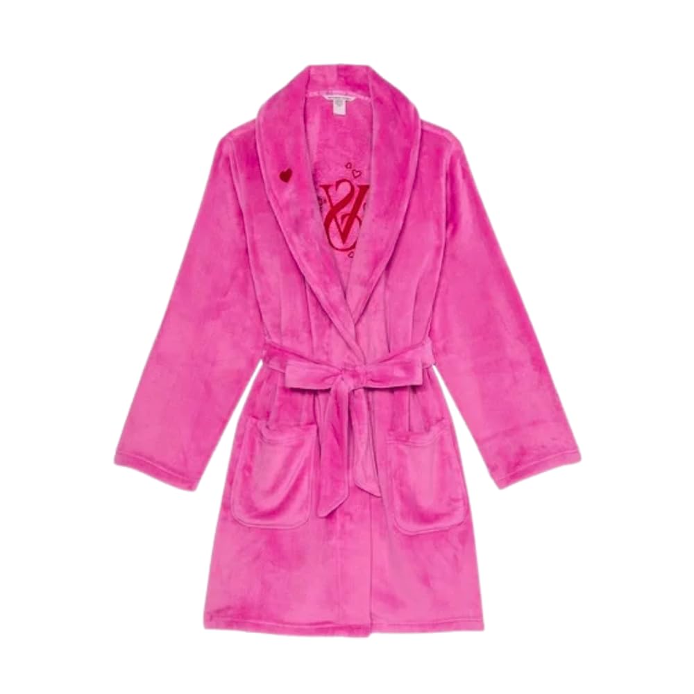 Victoria's Secret Short Cozy Robe, Robes for Women, PINK NEW PEONY (XS/S)