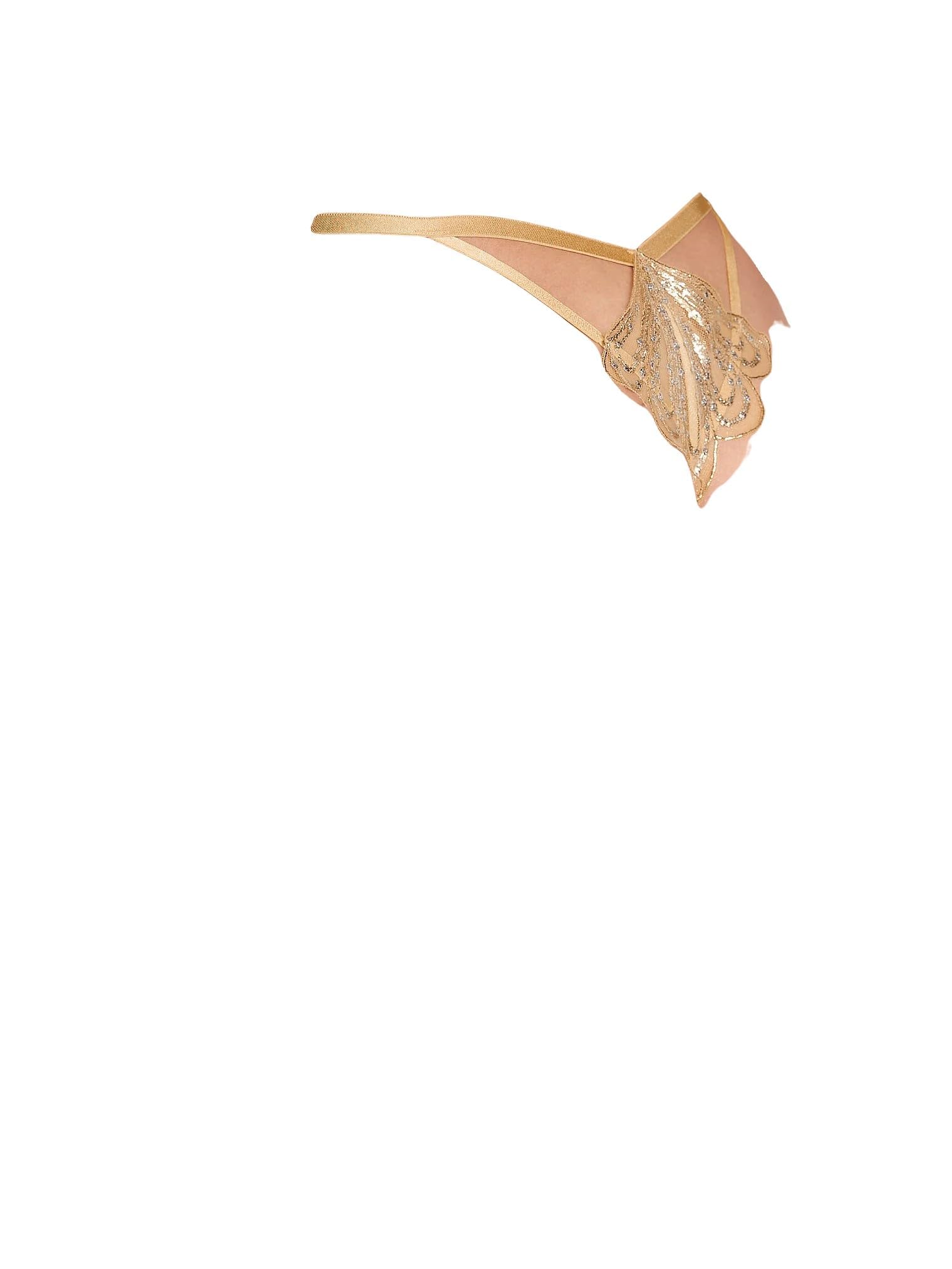 Victoria's Secret Very Sexy Showgirl Embroidered V-String Gold New