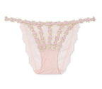 Victoria's Secret Rosebud Embroidery Mesh Bikini Panty Women's Size Medium Color Pink