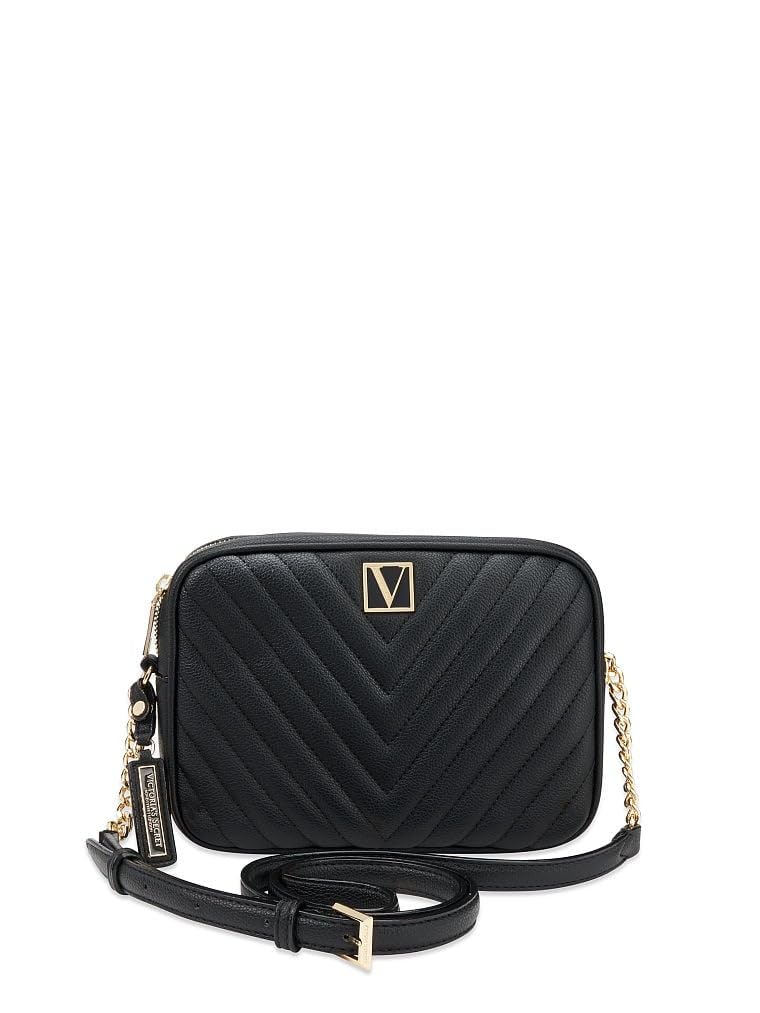 Victoria's Secret The Victoria Top Zip Crossbody Bag Black