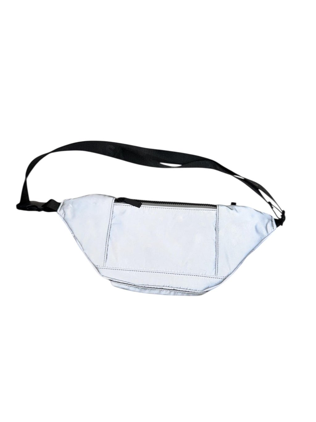 Victoria’s Secret VSX Reflective Belt Bag Fanny Pack Crossbody Silver Gray Adjustable Strap Zip Running Travel New