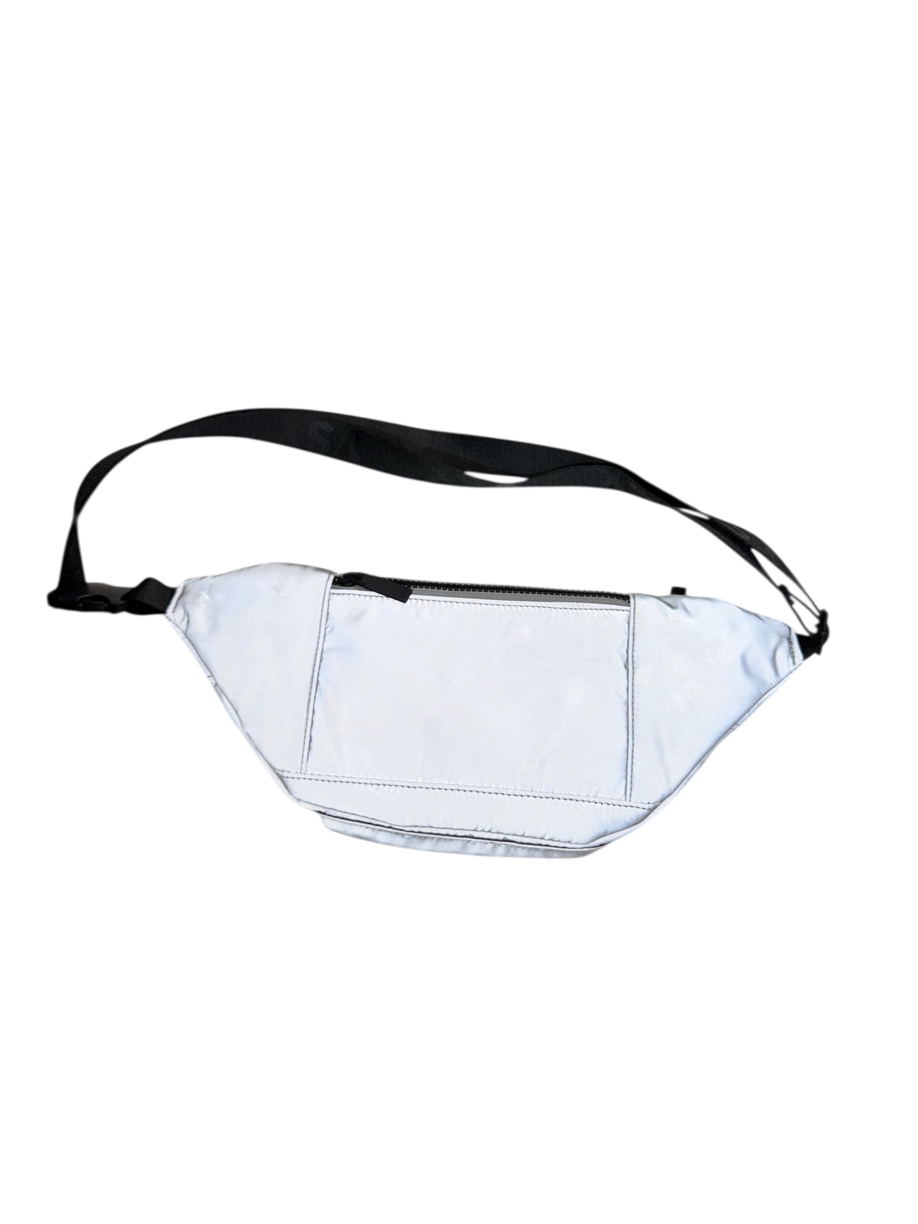 Victoria’s Secret VSX Reflective Belt Bag Fanny Pack Crossbody Silver Gray Adjustable Strap Zip Running Travel New