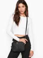 Victoria's Secret The Victoria Top Zip Crossbody Bag Black