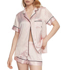 Victoria's Secret Satin Pajama Set, Short Sleeve Button Down & Shorts, Pajamas for Women, Pink Iconic Stripe, XXL