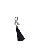 Victoria's Secret Tassel Bag Charm Keychain Black Gold-Tone Hardware New