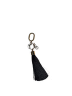 Victoria's Secret Tassel Bag Charm Keychain Black Gold-Tone Hardware New