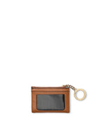 Victoria's Secret Women's Quilted Foldover Card Case Keychain Wallet, Compact Mini Coin Purse with Zipper Pocket, Brown New