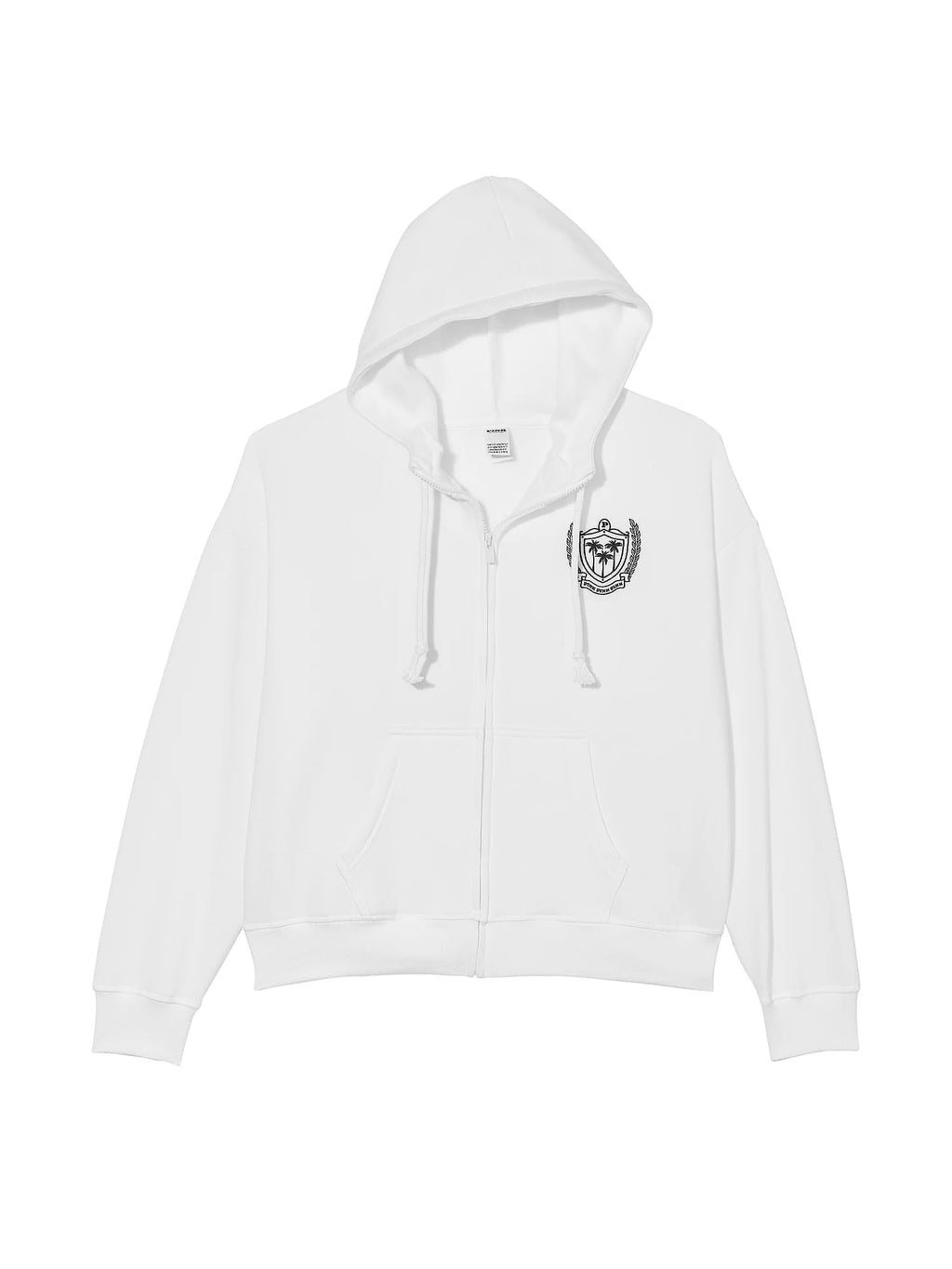 Victoria's Secret PINK Ivy Fleece Campus Full Zip Hoodie White New