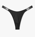 Victoria's Secret Scattered Shine Strap Smooth Thong Panty Black Small New