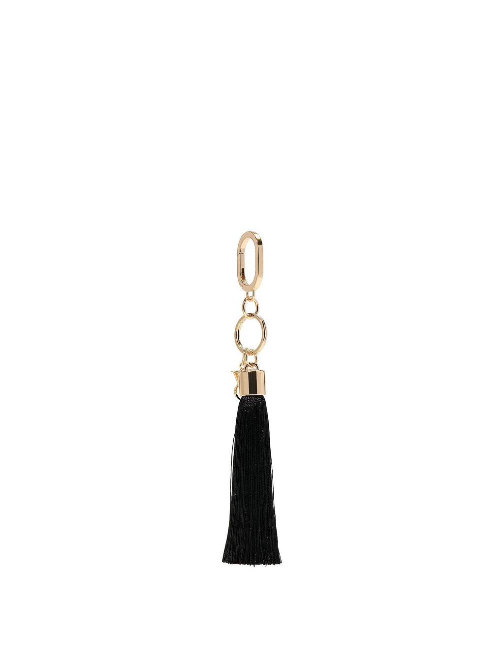 Victoria's Secret Tassel Bag Charm Keychain Black Gold-Tone Hardware New