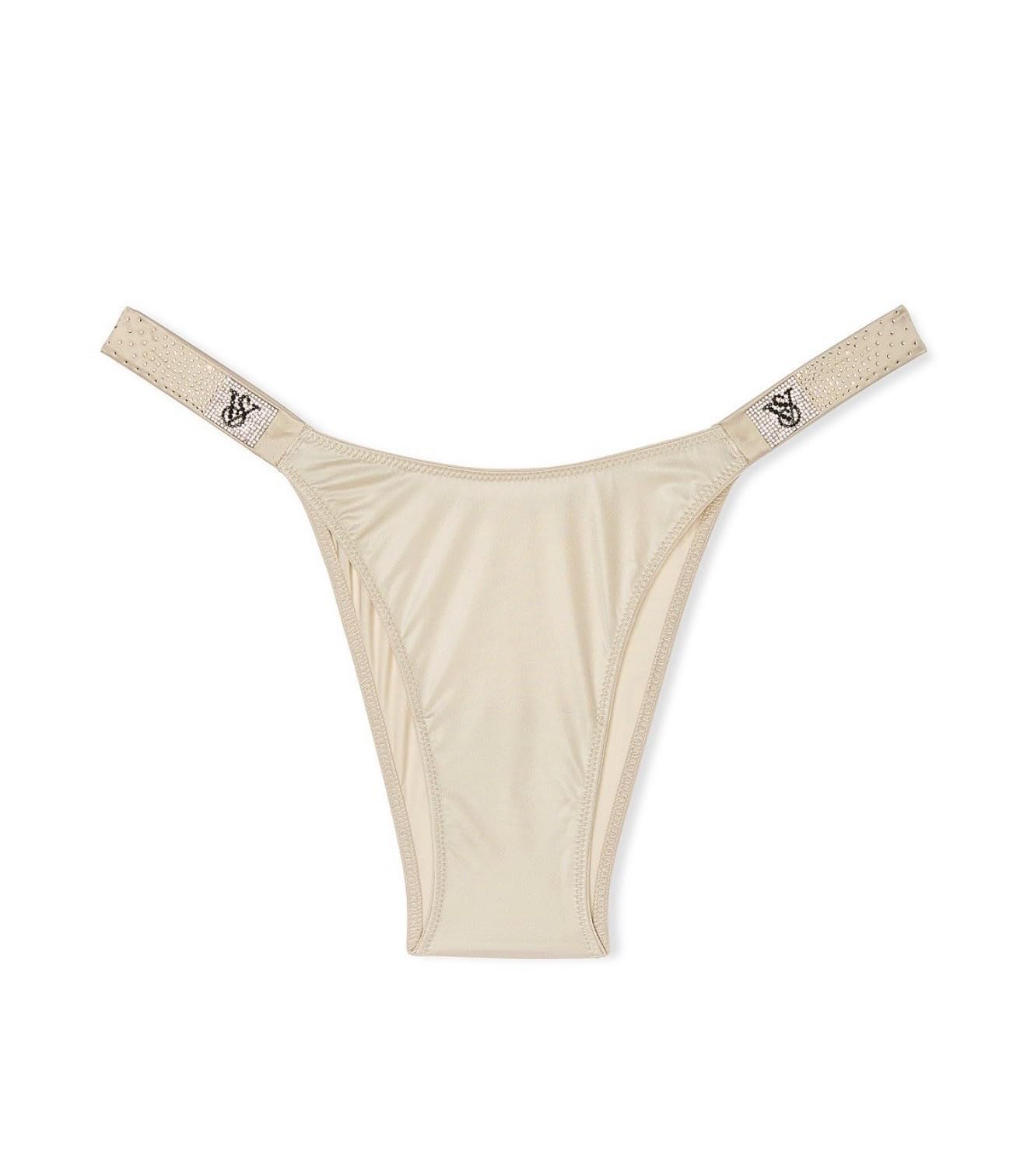 Victoria's Secret Rhinestone Scattered Shine Strap Brazilian Panty Color Beige New
